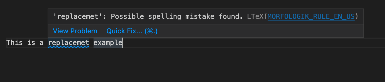 vscode, replacement suggestion